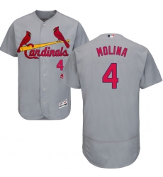 Men's Majestic St. Louis Cardinals #4 Yadier Molina Grey Road Flex Base Authentic Collection MLB Jersey