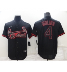 Men's St Louis Cardinals #4 Yadier Molina Lights Out Black Fashion Stitched MLB Cool Base Nike Jersey
