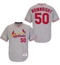 Men's Majestic St. Louis Cardinals #50 Adam Wainwright Authentic Grey 1978 Turn Back The Clock MLB Jersey