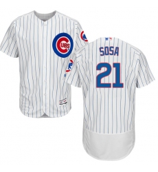Men's Majestic Chicago Cubs #21 Sammy Sosa White Home Flex Base Authentic Collection MLB Jersey