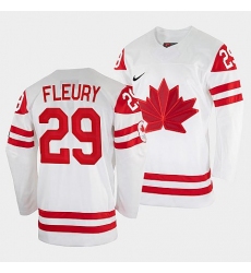 Men's Marc-Andre Fleury Canada Hockey White 2022 Beijing Winter Olympic #29 Home Jersey