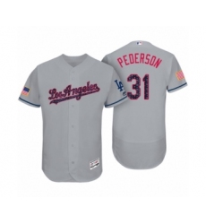 Men's Los Angeles Dodgers #31 Joc Pederson Gray 2017 Independence Day Flex Base Jersey