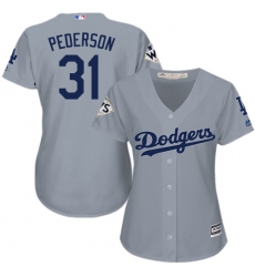Women's Majestic Los Angeles Dodgers #31 Joc Pederson Replica Grey Road 2017 World Series Bound Cool Base MLB Jersey