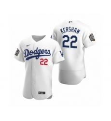 Men's Los Angeles Dodgers #22 Clayton Kershaw Nike White 2020 World Series Authentic Jersey
