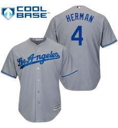 Youth Majestic Los Angeles Dodgers #4 Babe Herman Replica Grey Road Cool Base MLB Jersey