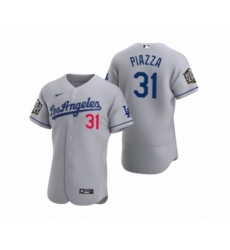 Men's Los Angeles Dodgers #31 Mike Piazza Nike Gray 2020 World Series Authentic Road Jersey