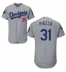Men's Majestic Los Angeles Dodgers #31 Mike Piazza Gray Alternate Flex Base Authentic Collection 2018 World Series MLB Jersey