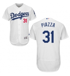 Men's Majestic Los Angeles Dodgers #31 Mike Piazza White Home Flex Base Authentic Collection MLB Jersey