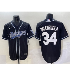 Men's Los Angeles Dodgers #34 Fernando Valenzuela Black Fashion Stitched Baseball Jersey