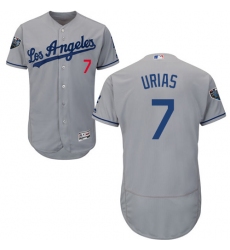 Men's Majestic Los Angeles Dodgers #7 Julio Urias Grey Road Flex Base Authentic Collection 2018 World Series MLB Jersey