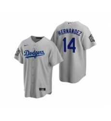 Men's Los Angeles Dodgers #14 Enrique Hernandez Gray 2020 World Series Replica Jersey