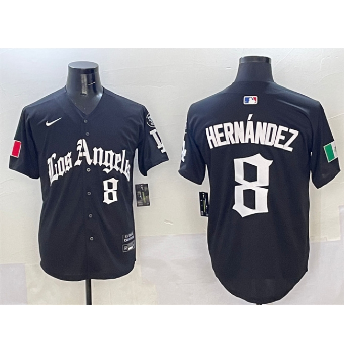 Men's Los Angeles Dodgers #8 Enrique Hernandez Black Mexico 2025 LA Gothic Style With Fernando Vapor Premier Limited Stitched Baseball Jersey