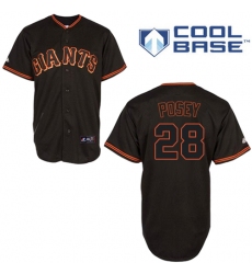 Men's Majestic San Francisco Giants #28 Buster Posey Replica Black Cool Base MLB Jersey