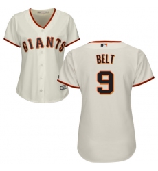 Women's Majestic San Francisco Giants #9 Brandon Belt Replica Cream Home Cool Base MLB Jersey