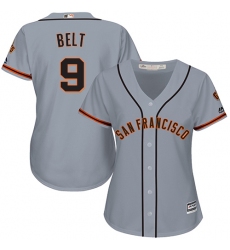Women's Majestic San Francisco Giants #9 Brandon Belt Replica Grey Road Cool Base MLB Jersey