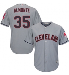 Youth Majestic Cleveland Indians #35 Abraham Almonte Replica Grey Road Cool Base MLB Jersey