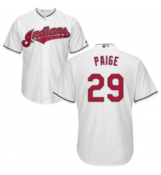 Youth Majestic Cleveland Indians #29 Satchel Paige Replica White Home Cool Base MLB Jersey