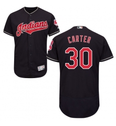 Men's Majestic Cleveland Indians #30 Joe Carter Navy Blue Alternate Flex Base Authentic Collection MLB Jersey