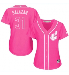 Women's Majestic Cleveland Indians #31 Danny Salazar Replica Pink Fashion Cool Base MLB Jersey