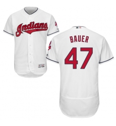Men's Majestic Cleveland Indians #47 Trevor Bauer White Home Flex Base Authentic Collection MLB Jersey