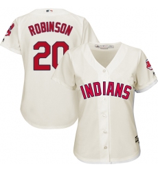 Women's Majestic Cleveland Indians #20 Eddie Robinson Replica Cream Alternate 2 Cool Base MLB Jersey