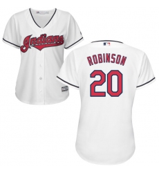 Women's Majestic Cleveland Indians #20 Eddie Robinson Replica White Home Cool Base MLB Jersey
