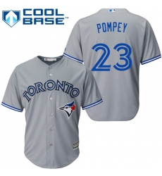 Youth Majestic Toronto Blue Jays #23 Dalton Pompey Authentic Grey Road MLB Jersey