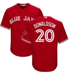 Youth Majestic Toronto Blue Jays #20 Josh Donaldson Replica Scarlet Alternate MLB Jersey