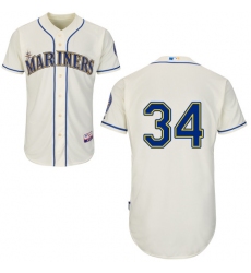 Women's Majestic Seattle Mariners #34 Felix Hernandez Replica Cream Alternate Cool Base MLB Jersey
