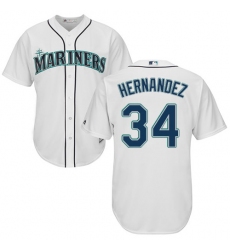 Women's Majestic Seattle Mariners #34 Felix Hernandez Replica White Home Cool Base MLB Jersey