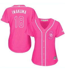Women's Majestic Seattle Mariners #18 Hisashi Iwakuma Authentic Pink Fashion Cool Base MLB Jersey
