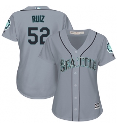 Women's Majestic Seattle Mariners #52 Carlos Ruiz Replica Grey Road Cool Base MLB Jersey