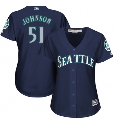 Women's Majestic Seattle Mariners #51 Randy Johnson Replica Navy Blue Alternate 2 Cool Base MLB Jersey