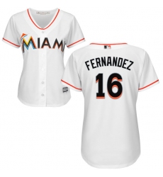 Women's Majestic Miami Marlins #16 Jose Fernandez Replica White Home Cool Base MLB Jersey
