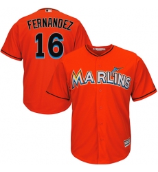 Youth Majestic Miami Marlins #16 Jose Fernandez Authentic Orange Alternate 1 Cool Base MLB Jersey