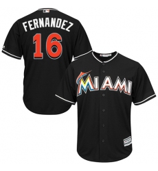 Youth Majestic Miami Marlins #16 Jose Fernandez Replica Black Alternate 2 Cool Base MLB Jersey