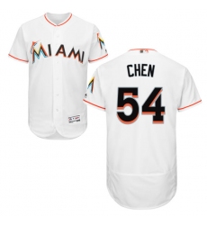 Men's Majestic Miami Marlins #54 Wei-Yin Chen White Home Flex Base Authentic Collection MLB Jersey