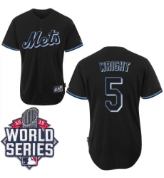 Men's Majestic New York Mets #5 David Wright Replica Black Fashion 2015 World Series MLB Jersey