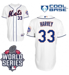 Youth Majestic New York Mets #33 Matt Harvey Replica White Alternate Cool Base 2015 World Series MLB Jersey