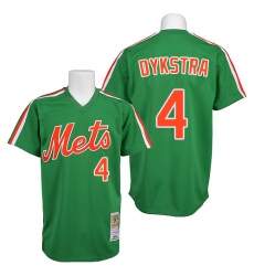 Men's Mitchell and Ness New York Mets #4 Lenny Dykstra Replica Green 1985 Throwback MLB Jersey