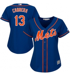 Women's Majestic New York Mets #13 Asdrubal Cabrera Replica Royal Blue Alternate Home Cool Base MLB Jersey