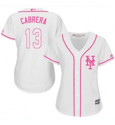 Women's Majestic New York Mets #13 Asdrubal Cabrera Replica White Fashion Cool Base MLB Jersey