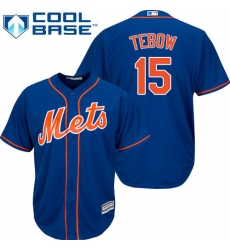 Men's Majestic New York Mets #15 Tim Tebow Replica Royal Blue Alternate Home Cool Base MLB Jersey