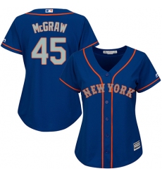 Women's Majestic New York Mets #45 Tug McGraw Authentic Royal Blue Alternate Road Cool Base MLB Jersey