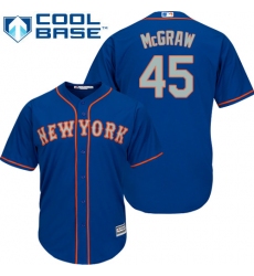 Youth Majestic New York Mets #45 Tug McGraw Authentic Royal Blue Alternate Road Cool Base MLB Jersey