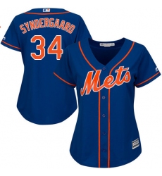 Women's Majestic New York Mets #34 Noah Syndergaard Replica Royal Blue Alternate Home Cool Base MLB Jersey