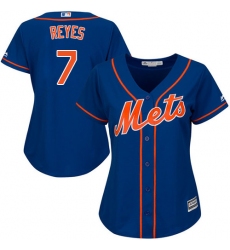 Women's Majestic New York Mets #7 Jose Reyes Authentic Royal Blue Alternate Home Cool Base MLB Jersey