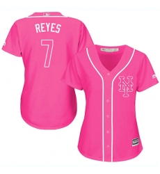 Women's Majestic New York Mets #7 Jose Reyes Replica Pink Fashion Cool Base MLB Jersey