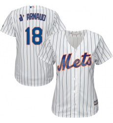 Women's Majestic New York Mets #18 Travis d'Arnaud Replica White Home Cool Base MLB Jersey