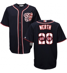 Men's Majestic Washington Nationals #28 Jayson Werth Authentic Navy Blue Team Logo Fashion Cool Base MLB Jersey